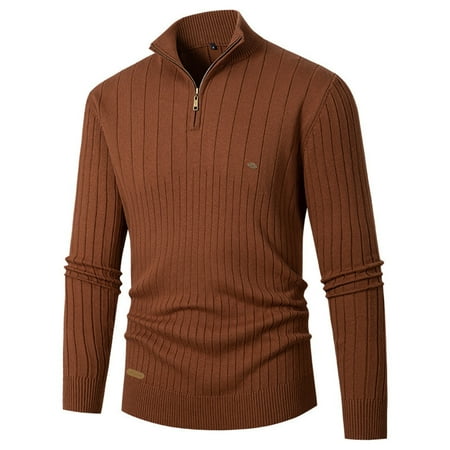 WELOIJEVBE Mens Sweater Fashion Solid Color Mens Cardigan Sweater Matching Large Cardigan Sweater Zipper Knit Shirt Sweaters for Men
