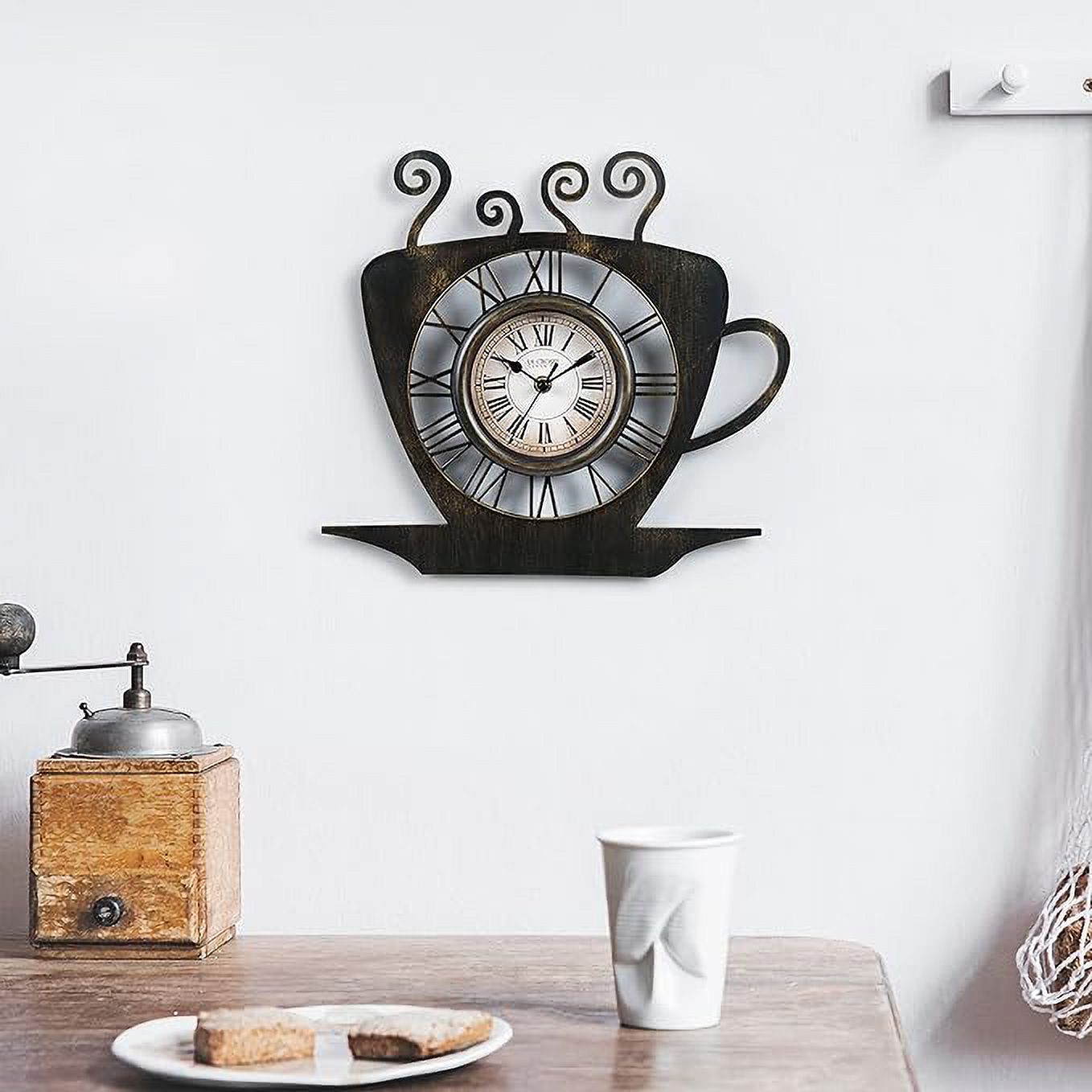 La Crosse Clock 13-Inch Latte Mug Quartz Analog Wall Clock, 404-3833B