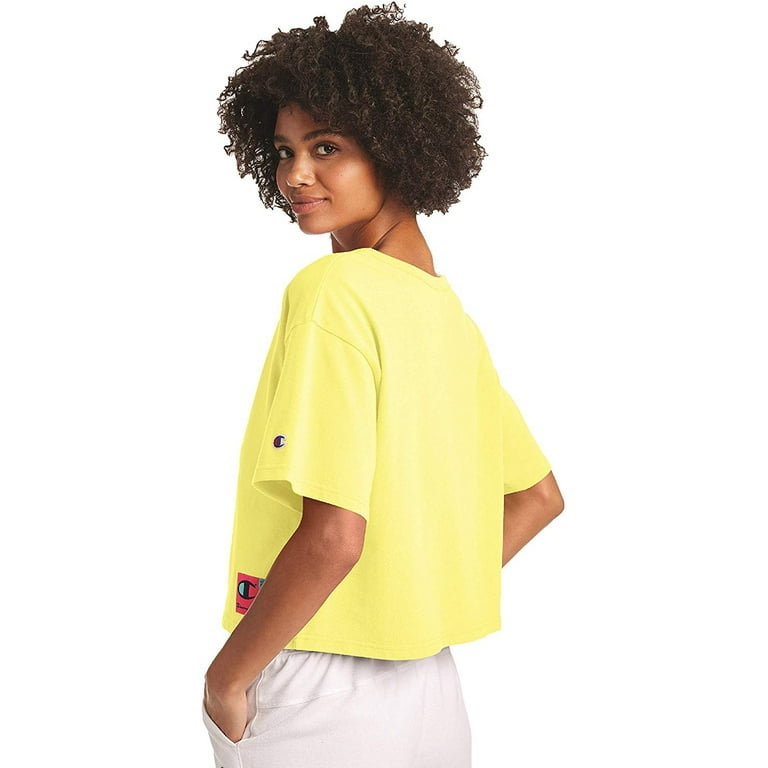 Champion Women s Heritage Cropped Tee Journey Yellow Large