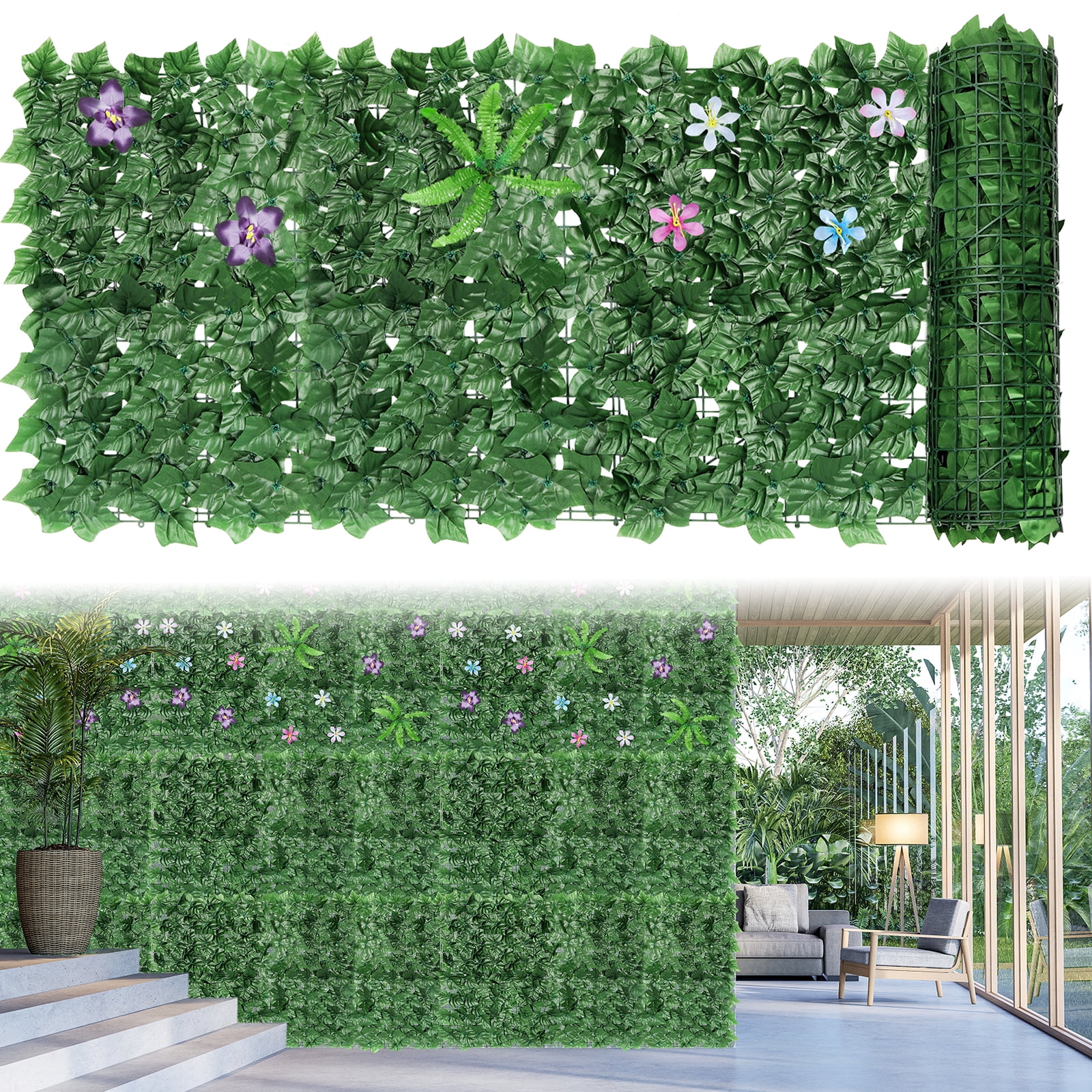188.4" X 23.6" Ivy Privacy Fence Backdrop Decoration Flower Artificial Plants Balcony Outdoor
