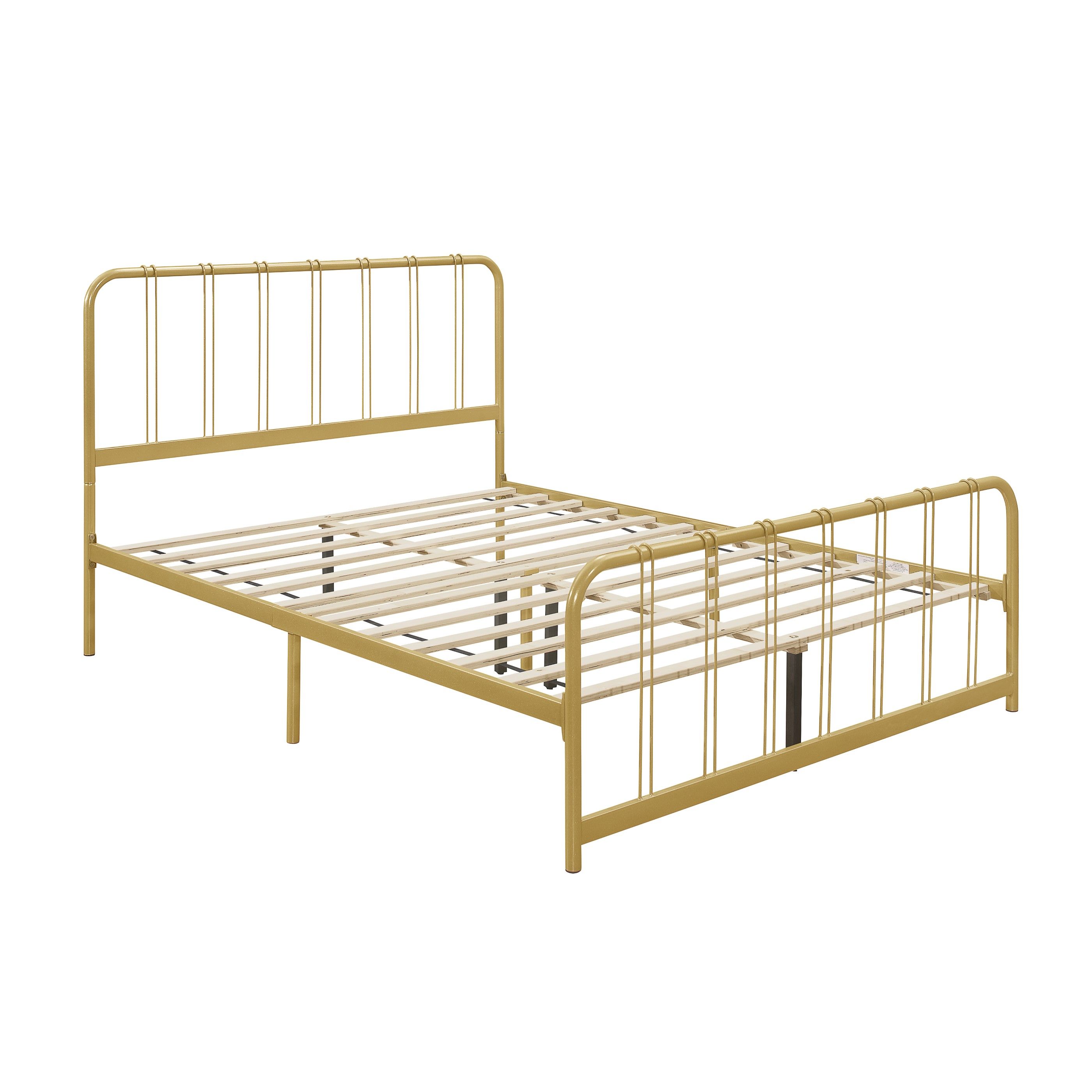 Home Design Debra Twin Metal Platform Bed Frame with Sturdy Frame and Openwork Design, Gold, Easy Assembly