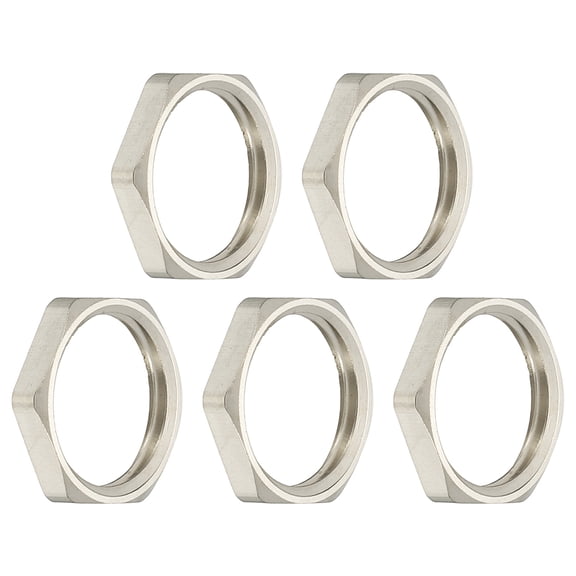 Uxcell Cast Pipe Fitting Hex Locknut, Nickel Plated Copper Female Thread Lock Nut for Plumbing NPT3/8