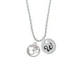 thumbnail image 2 of Delight Jewelry Silvertone Om in Circle with Pink Crystal Silvertone Script Initial Disc - W - Charm Necklace, 20"+3", 2 of 4
