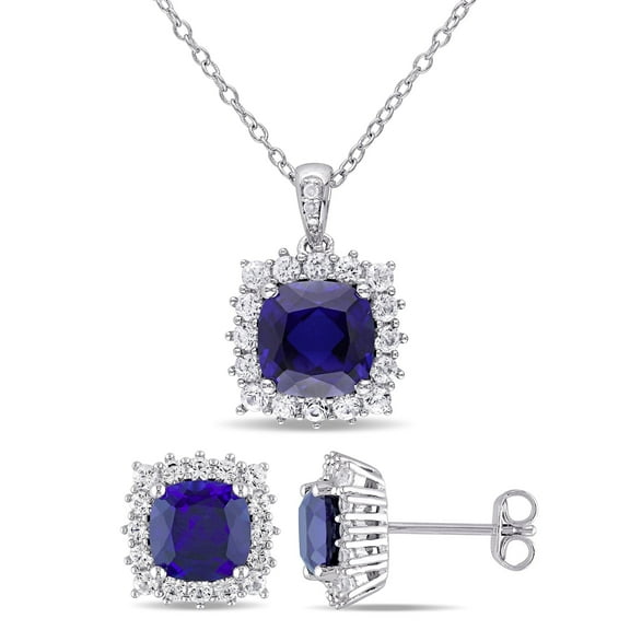 Everly Women's Created Sapphire Sterling Silver Jewelry Set
