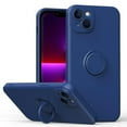 thumbnail image 1 of Funda de color sencillo para iPhone 14 Plus con soporte de anillo, placa metálica para carga magnética, diseño antigolpes y soporte giratorio de 360 grados., 1 of 5