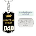 thumbnail image 2 of Norwegian Forest Cat Dad King Keychain Stainless Steel or 18k Gold, 2 of 8
