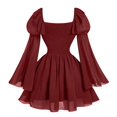 thumbnail image 5 of Rggeeun Halloween Costumes for Women Renaissance Costume Women Corset Dress Square Neck Long Sleeve Gothic Dress Festival Stylish,Red,M, 5 of 5