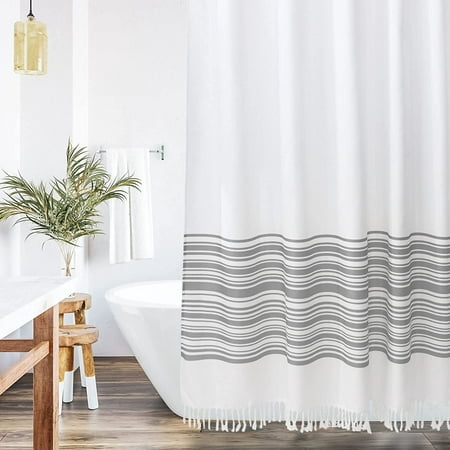Heibingrey Striped Shower Curtain Liner, Gray And White Striped Shower Curtain Bathroom