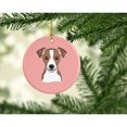 thumbnail image 2 of Checkerboard Pink Jack Russell Terrier Ceramic Ornament, 2 of 3