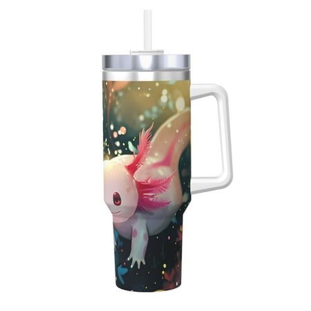 

Logiee Whimsical Axolotl Fantasy Print 40OZ Ice Bully Cup with Handle and Straw Double Wall Stainless Steel Tumbler Travel Coffee Cup with Lid Summer Insulation and Cooling Cup