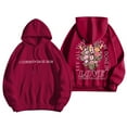 thumbnail image 2 of Women's Oversized Hoodies Fall Trendy Letter Floral Print Drawstring Long Sleeve Tops Kangaroo Pocket Casaul Loose Sweatshirts Z001-Red M, 2 of 4