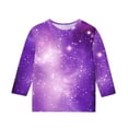 thumbnail image 5 of Afuyipoi Toddler Girls T-shirts(3-12), 3/4 Sleeve Round Neck Gradient Color Pullover Tops Purple 5 Years, 5 of 6