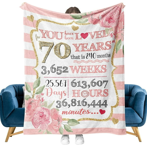 LHSHID 70th Birthday Gifts for Women Gifts for 70 Year Old Womens Blanket 70th Birthday Decorations Gifts Ideas for Her Wife Sister Mom Grandmother Friends 50x60in