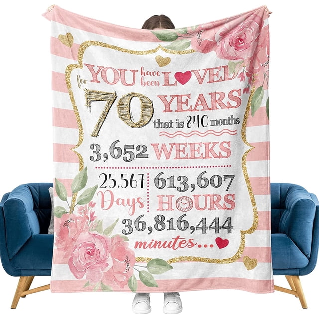LHSHID 70th Birthday Gifts for Women Gifts for 70 Year Old Womens Blanket 70th Birthday Decorations Gifts Ideas for Her Wife Sister Mom Grandmother Friends 30x40in