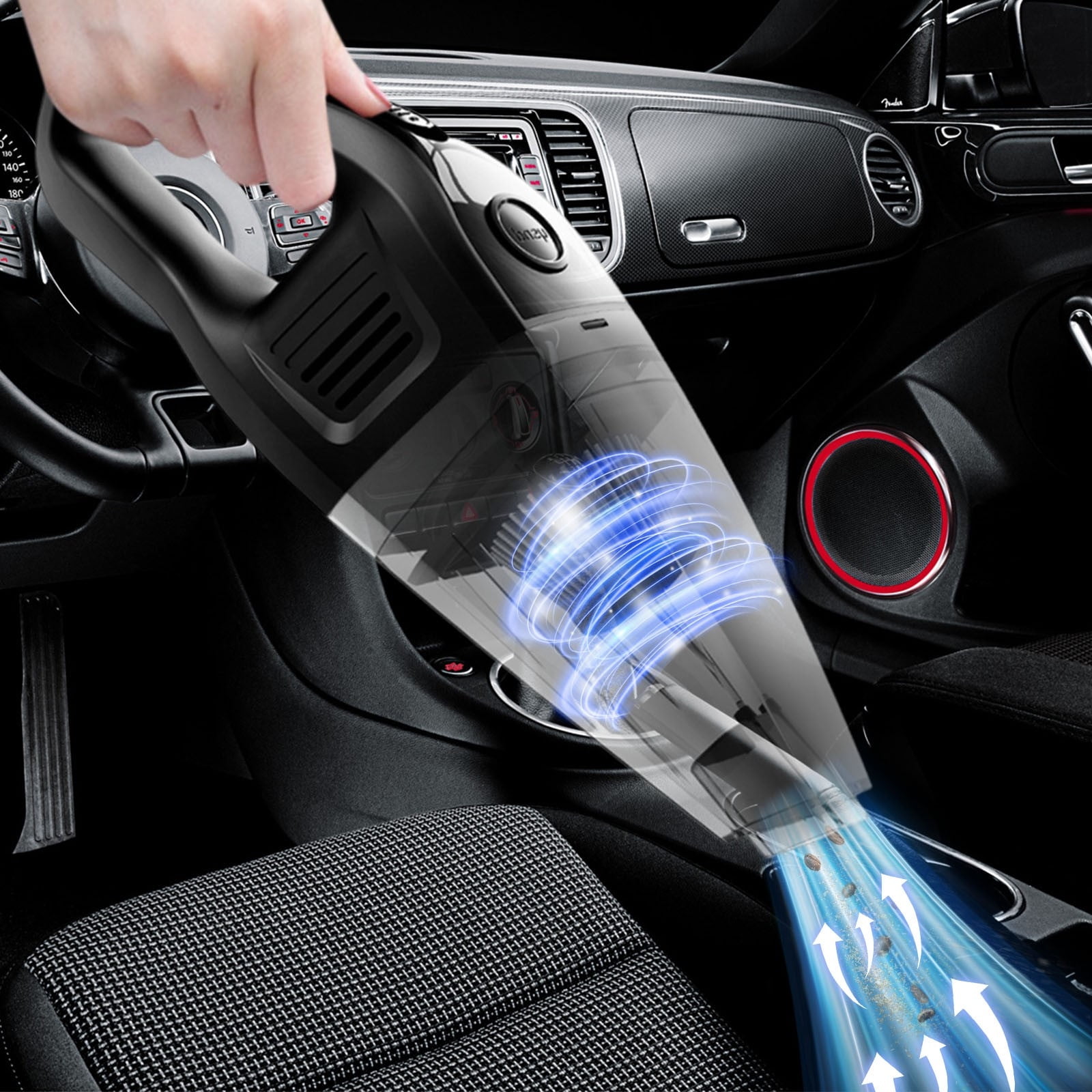 HOARBOEG Handheld Vacuum Cordless, 6000PA Powerful Suction Rechargeable Vacuum Cleaner for Car and Home, Portable Lightweight, 2000mAh Battery for Quick Cleanup of Pet Hair, Dust, Debris