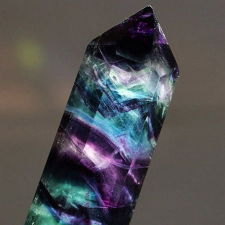 Rainbow Striped Crystal Fluorite Quartz,Natural Fluorite Crysta Eliminate The Negative Energy Wand Stone for Healing Home Decor ,Appealing Lucky