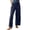 1260#Navy, variant on Women's Breathable Cotton Linen Beach Pants High Waist Wide Leg Loose Fit Summer Trousers Navy 2XL