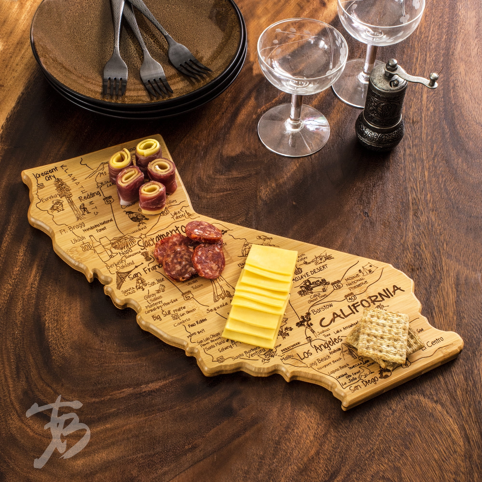 Lake Tahoe Map Large Bamboo Cutting Board 