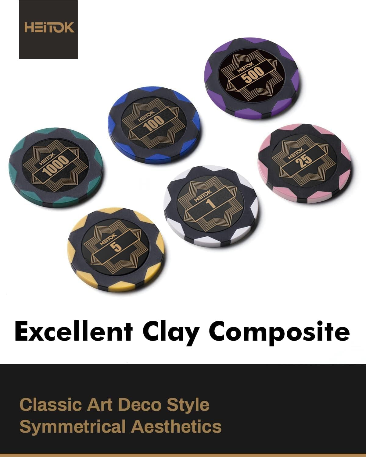 300pcs Clay Poker Chips Set – 14g Casino Grade Poker Chips with Denominations, Aluminum Carrying Case, 2 Decks, 5 Dice, Dealer Buttons