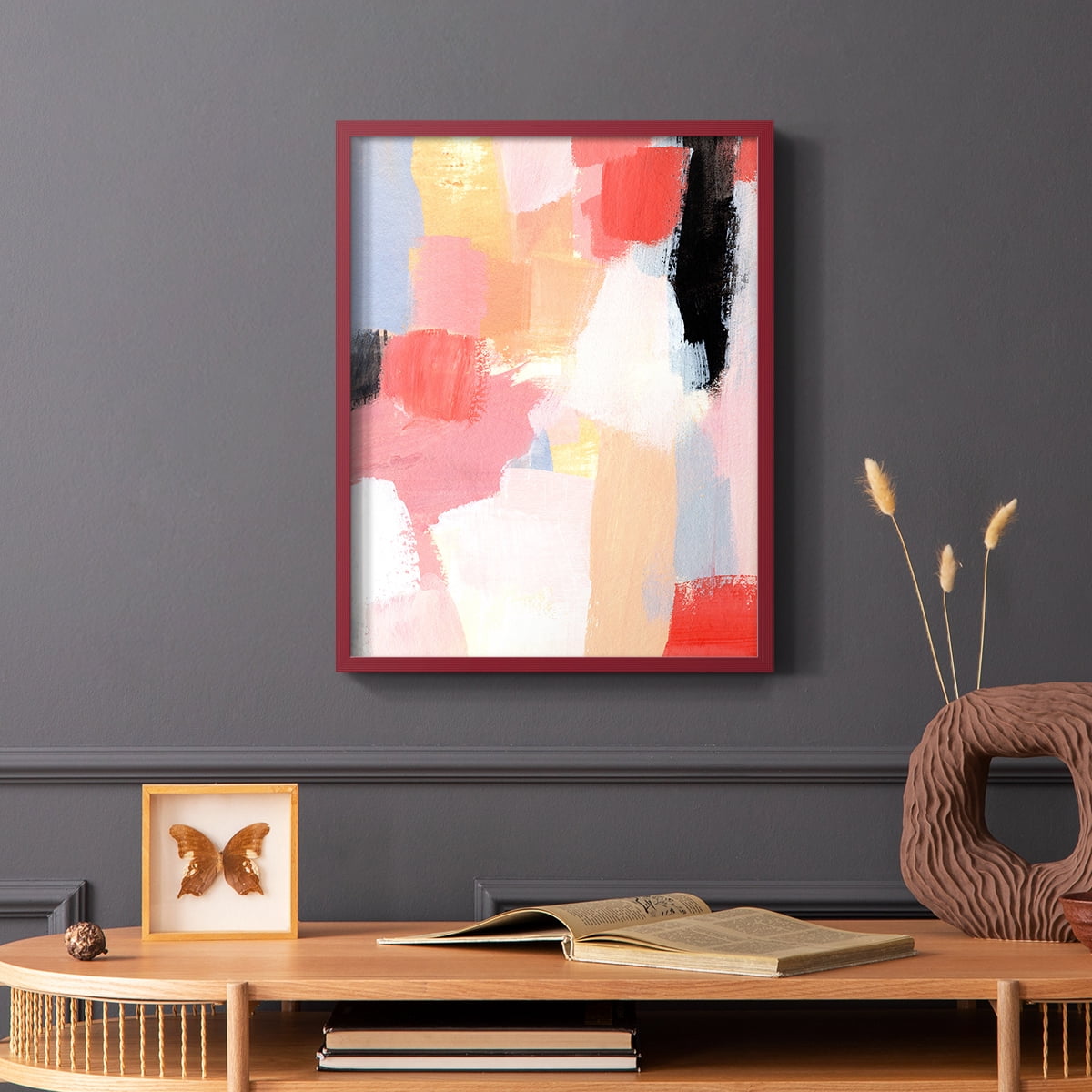 Aerial Scarlet I in Paper Solid Wood 11 x 14 Framed Print