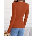 thumbnail image 4 of Women's Long Sleeve Crewneck Tops 2024 Spring Fall Clothes Ribbed Knit Sweater Slim Fitted Casual Basic Tee Shirts, 4 of 4