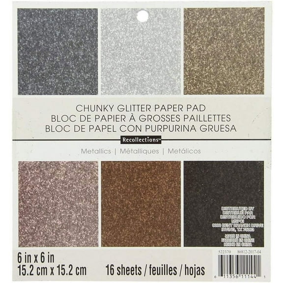 American Crafts Paper Pad 6"X6"-Glitter Metallics