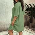 thumbnail image 6 of Horkkom Plus Size Dresses for Women Short Sleeve Mini Cotton Shirt Dresses Summer Casual Button Sundresses with Pockets L, 6 of 9