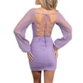 thumbnail image 6 of Blotona Women Long Sleeve Bodycon Dress Casual Solid Color Ruched Party Dress for Beach Club Streetwear, 6 of 6