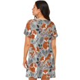 thumbnail image 6 of Lafuoo Vintage Blue Fox Family A Pattern Women's Short-sleeved Nightdress, Knee-length Pullover Nightgown, Summer Home Wear-3X-Large, 6 of 8