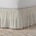 thumbnail image 3 of Easy Fit Adjustable Pom Pom Fringe Bed Skirt, 3 of 6