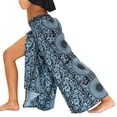 thumbnail image 4 of Defitshape Women's Boho Pants Wide Leg Harem Yoga Gaucho Flowy Bohemian Indian Side Split Lounge Casual Palazzo Printed Slitted Slits Beach Summer Navy Floral Pant Patterned1 X-Small-Small, 4 of 5