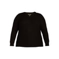 thumbnail image 2 of What's Next Women's Plus Waffle Knit V Neck Sweater, Lightweight, Sizes 1X-4X, 2 of 5