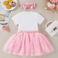thumbnail image 5 of Utlike Baby Girls 1St Birthday Outfit Set Letter '1' Short Sleeve Romper + Tutu Skirt & Hair Bow Cute Photoshoot Party Dress Summer Cottonblend Classic Comfort Outfits Size 6 Months-12 Months, 5 of 5