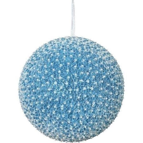 Vickerman Boule de Noël Perlée en Acrylique Bleue 8 Pouces
