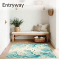 thumbnail image 3 of Flatwoven High Traffic Area Rug, Beachy Bliss Ivory & Abstract Coral, Non Slip, Stain Resistant, Washable Area Rugs for Living Room, Bedroom(Blue, 4X6), 3 of 8