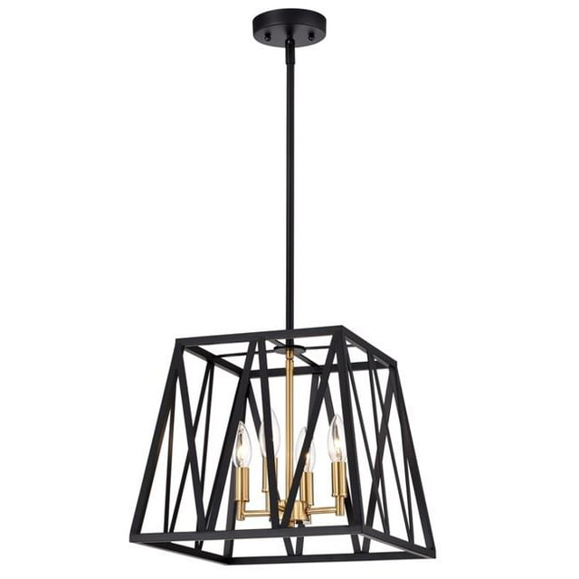 Chloe Lighting CH2D011BK14-UP4 14 in. Ironclad Industrial 4 Light Inverted Pendant Ceiling Fixture, Textured Black