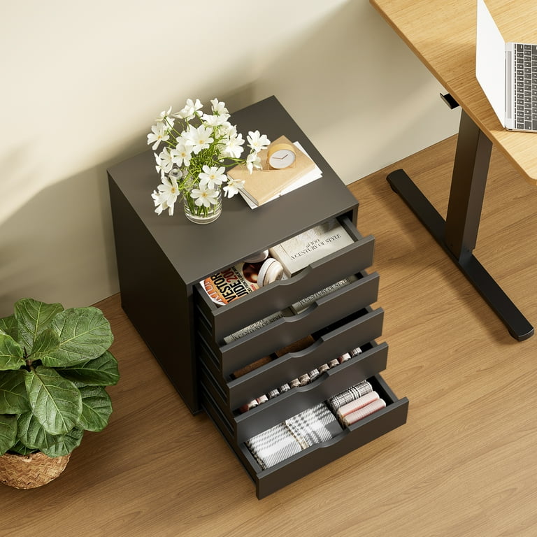 MCQ Mobile 7-Drawer Wooden Cabinet with Wheels, Versatile Storage Dresser  for Home Office, Closet, or Studio  White
