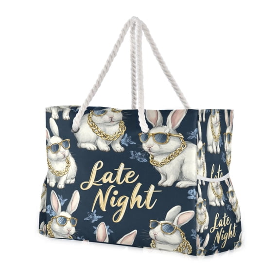 DIXRUYEE Beach Cooler Travel Tote Bags Beach Bag Fashion Late Night Vibes Printed