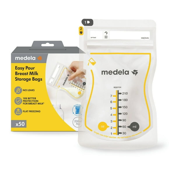 Medela Easy Pour Breast Milk Storage Bags, 50 Bags