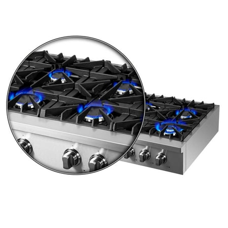 Forno Appliances - Cossato 48" Built-In Gas Cooktop with 8 Sealed Burners and LP Conversion Kit