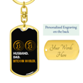 thumbnail image 3 of Mari Papa Bitcoin Hodler Crypto Acier Inoxydable Ou 18k or Premium Pivotant Chien Tag Porte-Clés, 3 of 8