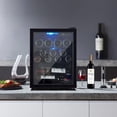 thumbnail image 3 of Towallmark Wine Fridge 16 Bottle Capacity, Wine Cooler Temperature 7 Levels Adjustable, Temperature Range 40~61°F, Wine Cooler Refrigerator for Red White Wine, Champagne, Beer with Blue Interior Light, 3 of 6