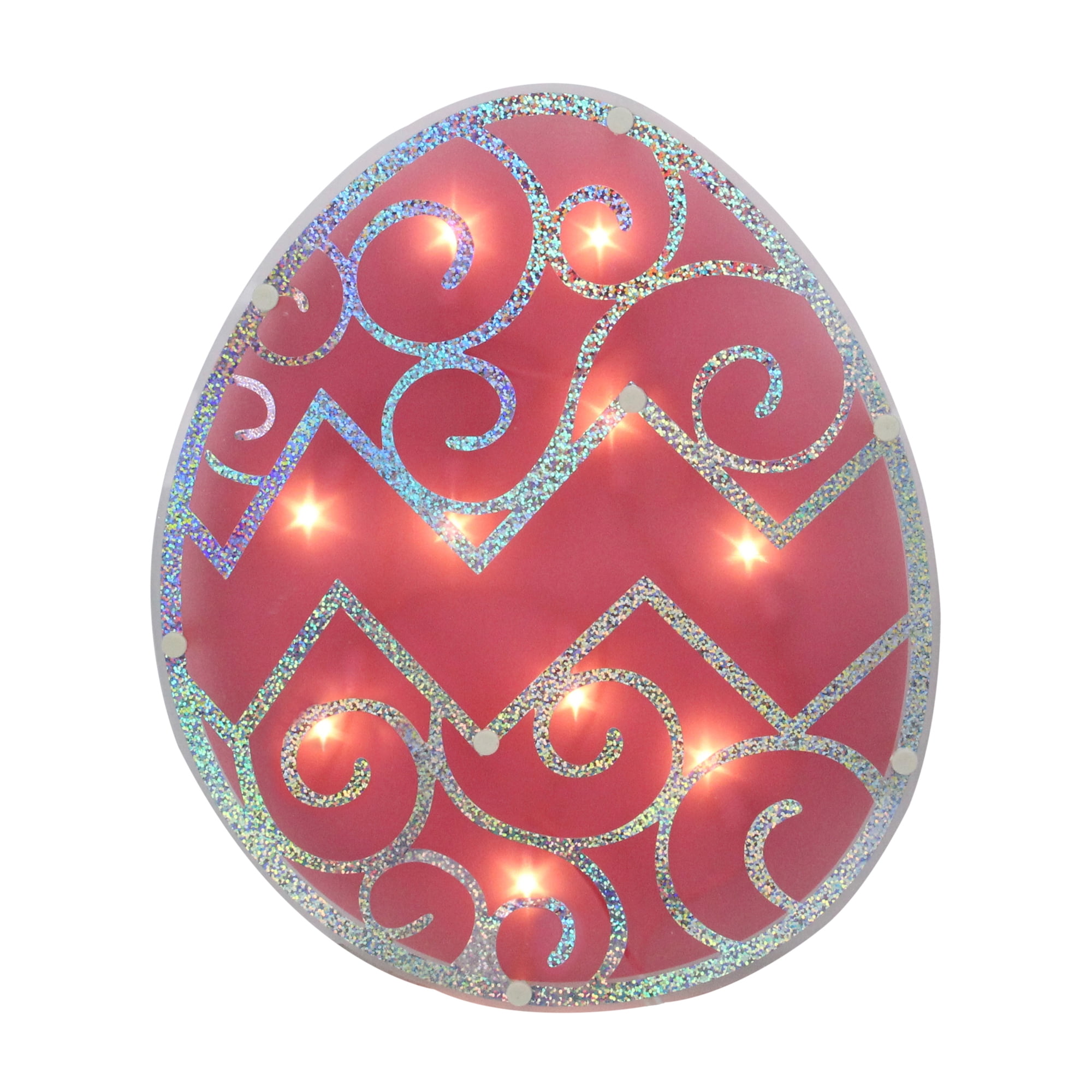 12&quot; Lighted Pink Easter Egg Window Silhouette Decoration