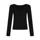 thumbnail image 3 of Camisas de Larga de Moda para Mujer, Blusas de Otoño con Cuello en V, Ajustadas y Recortadas, Conjuntos Y2K. Negro L, 3 of 7