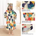 thumbnail image 3 of FORMRS Wearable Blanket Hoodie with Sleeves for Kids Cozy Flannel Sweatshirt, Green Geometric, 3 of 7