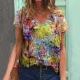 thumbnail image 2 of Patlollav Womens Plus Size,Women's Short Sleeve Print V-Neck Tops Tee T-Shirts Rollbacks Blouse, 2 of 6