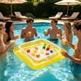 thumbnail image 6 of Summer Water Entertainment Floating Ice Bar, Buoyant Fruit Beverage Tray with Cup Holders, Portable Thickened PVC Inflatable Float, Perfect for Pool Party Beach Outdoor Water Activities, C-Yellow, 6 of 7