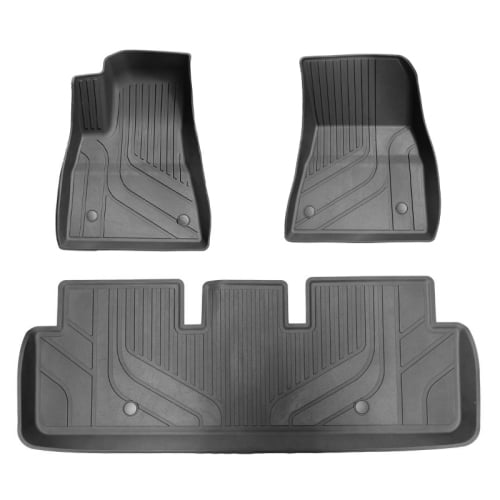 Car Floor Mats for Tesla Model 3 2024 Highland, TPE All-Weather Floor Liner, Full Set Black Floor Mats and Cargo Liner Mat Custom