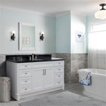 Bellaterra Home 400700-61S-WH-BGO 61 in. Single Oval Sink Vanity with Galaxy Granite Top, White & Black