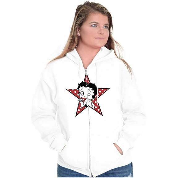 Betty Boop Blowing Kisses Zip Hoodie Sweatshirt Women Brisco Brands M